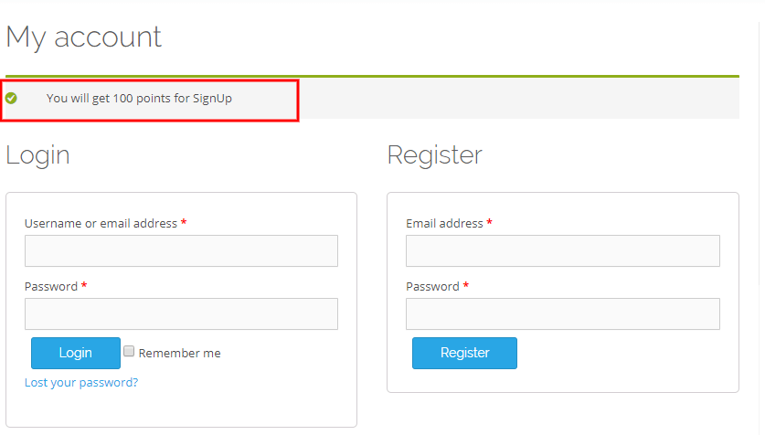 woocommerce points and rewards-login