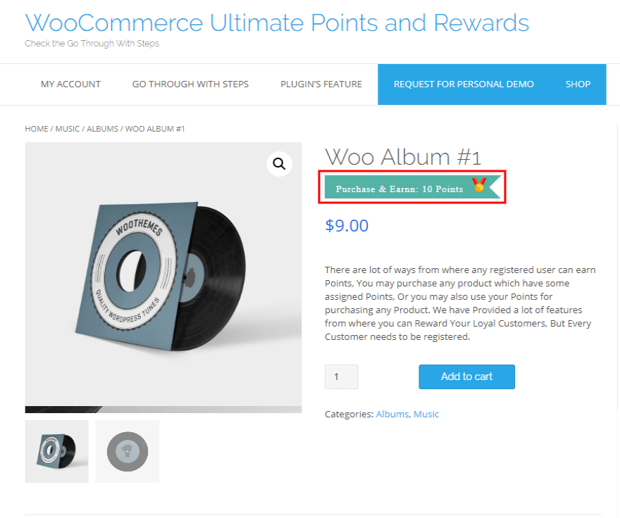 woocommerce points and rewards-points-assign-product-wise-frontend