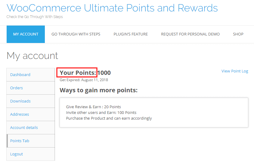 woocommerce points and rewards-text-setting-front-end