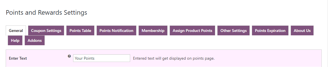 woocommerce points and rewards-text-setting