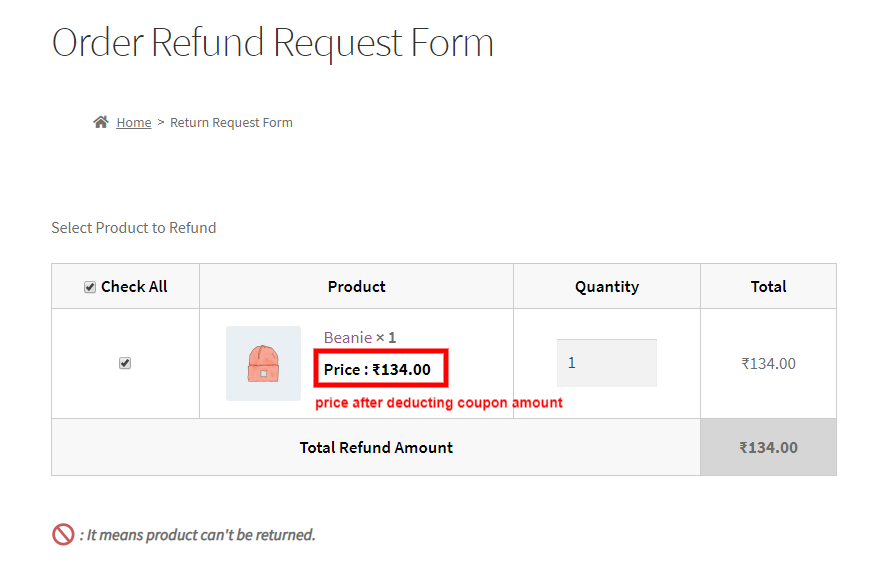 deduct coupon amt on refund demo 1