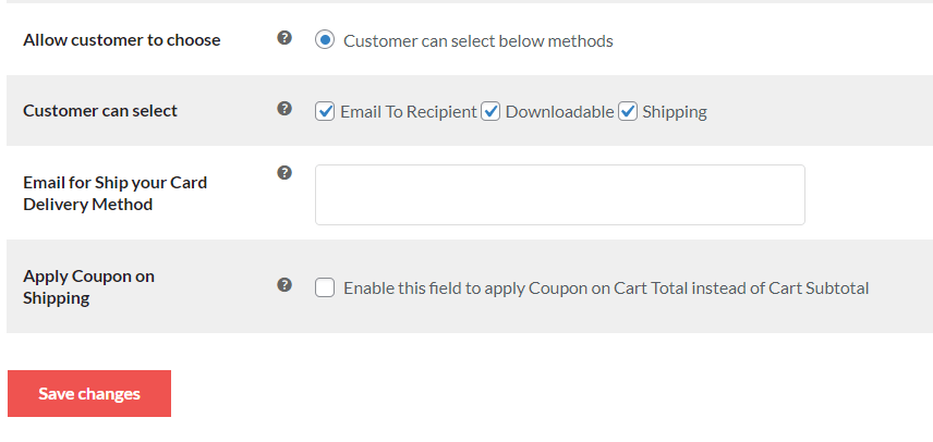 delivery coupon setting