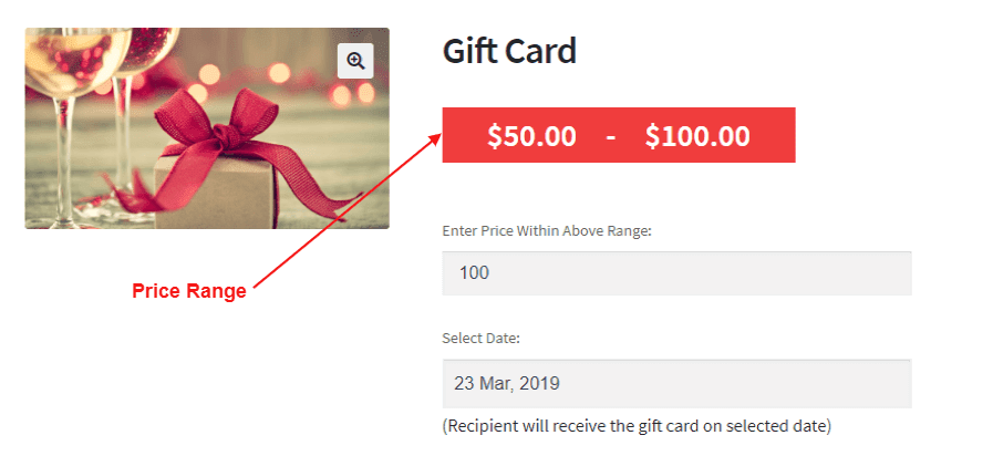 pricing for gift card