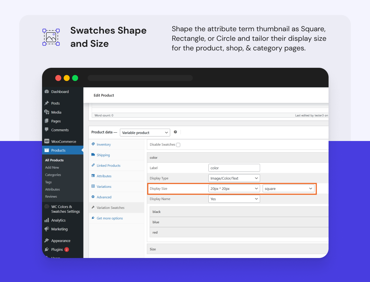 WooCommerce Colors And Swatches for Variations - Display swatch on Shop, Archive and category pages - 7