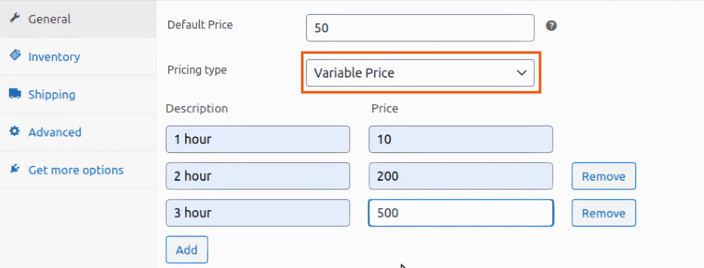 variable price option