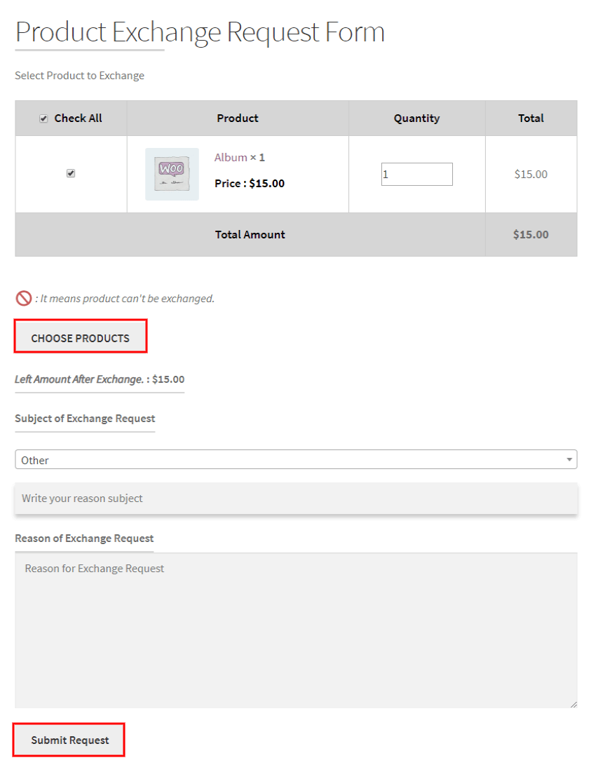 woocommerce refund and exchange exchange product from shop