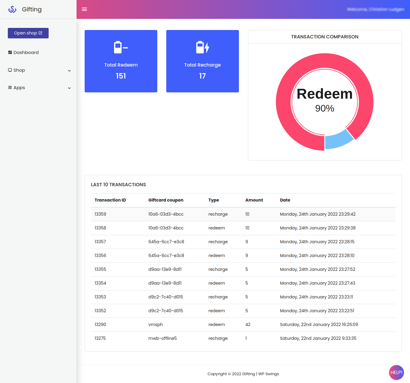 redeem recharge