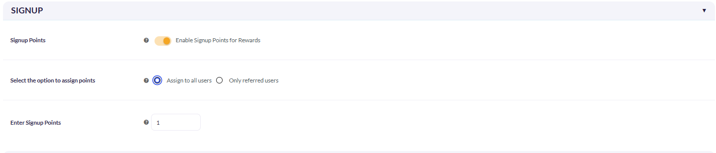 Signup Setting