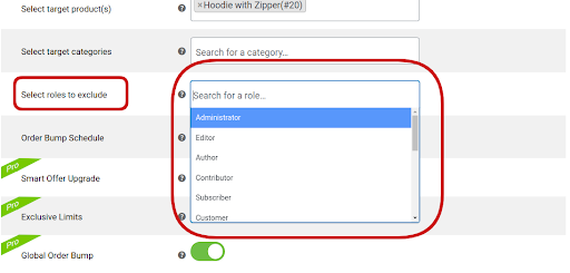 Select roles to exclude