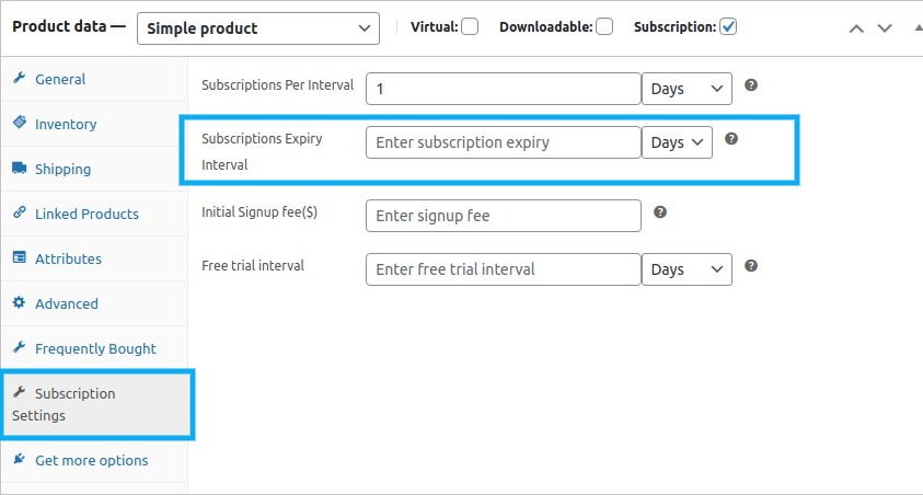 Subscription expiry interval