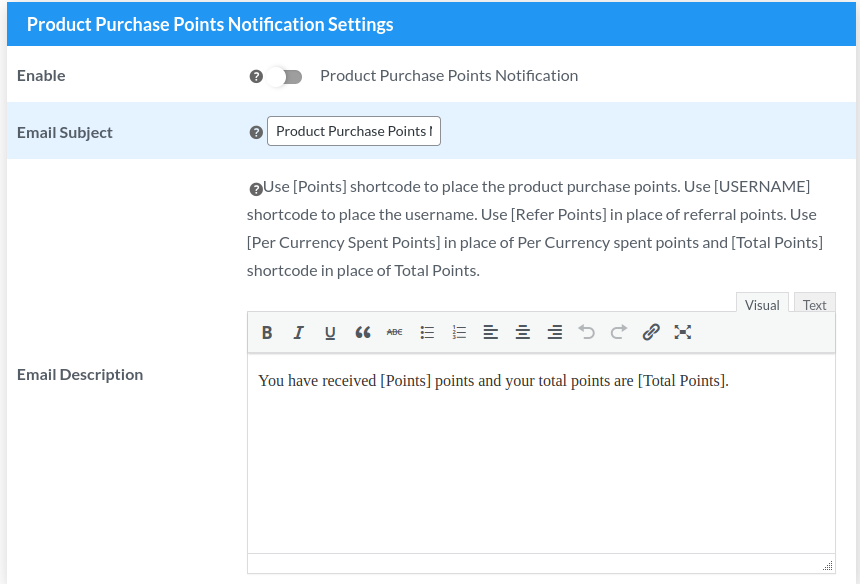 product purchase notification setting