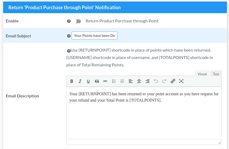return product purchase through points