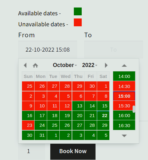 Unavailable dates