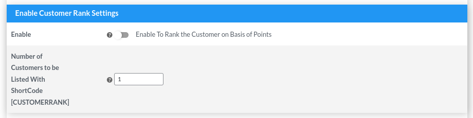enable customer rank setting