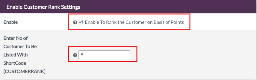 enable customer rank settings