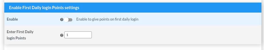 enable fist daily login points setting