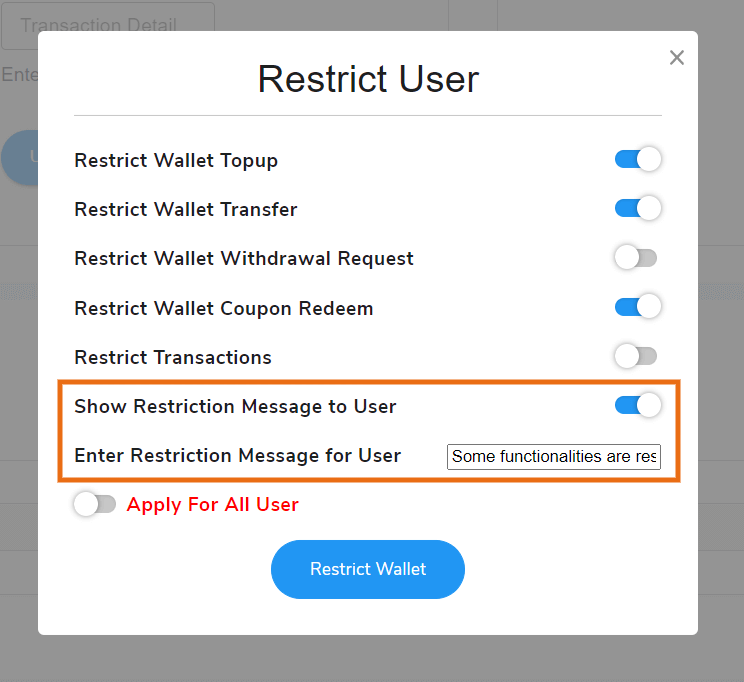 5 wallet user restrict