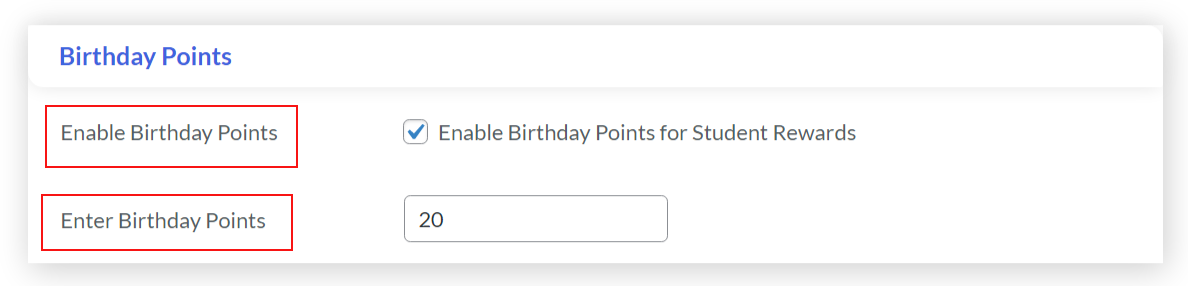birthday points students