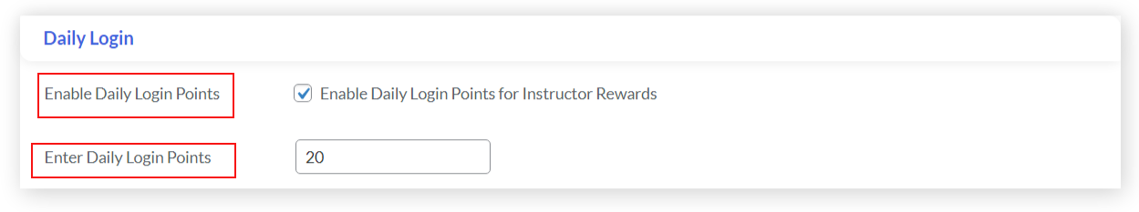 daily login points instructor