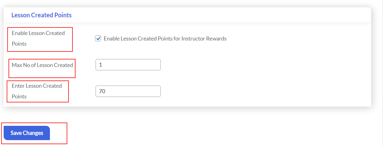 lesson created points