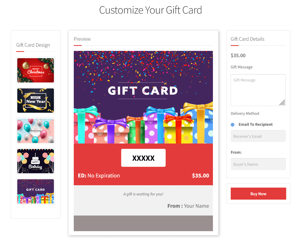 customize your gift card