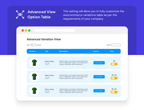 WooCommerce Product Variation Table - Tabular Format, Grid View of Variation, Table Customization - 2