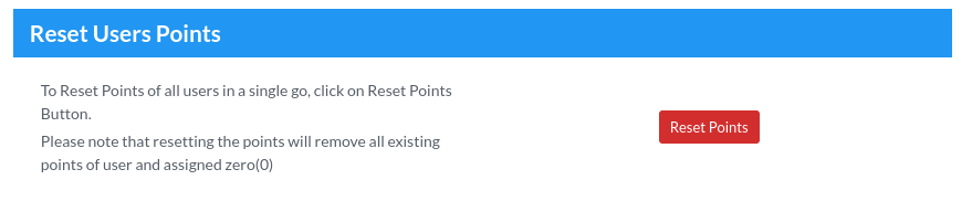 reset user points