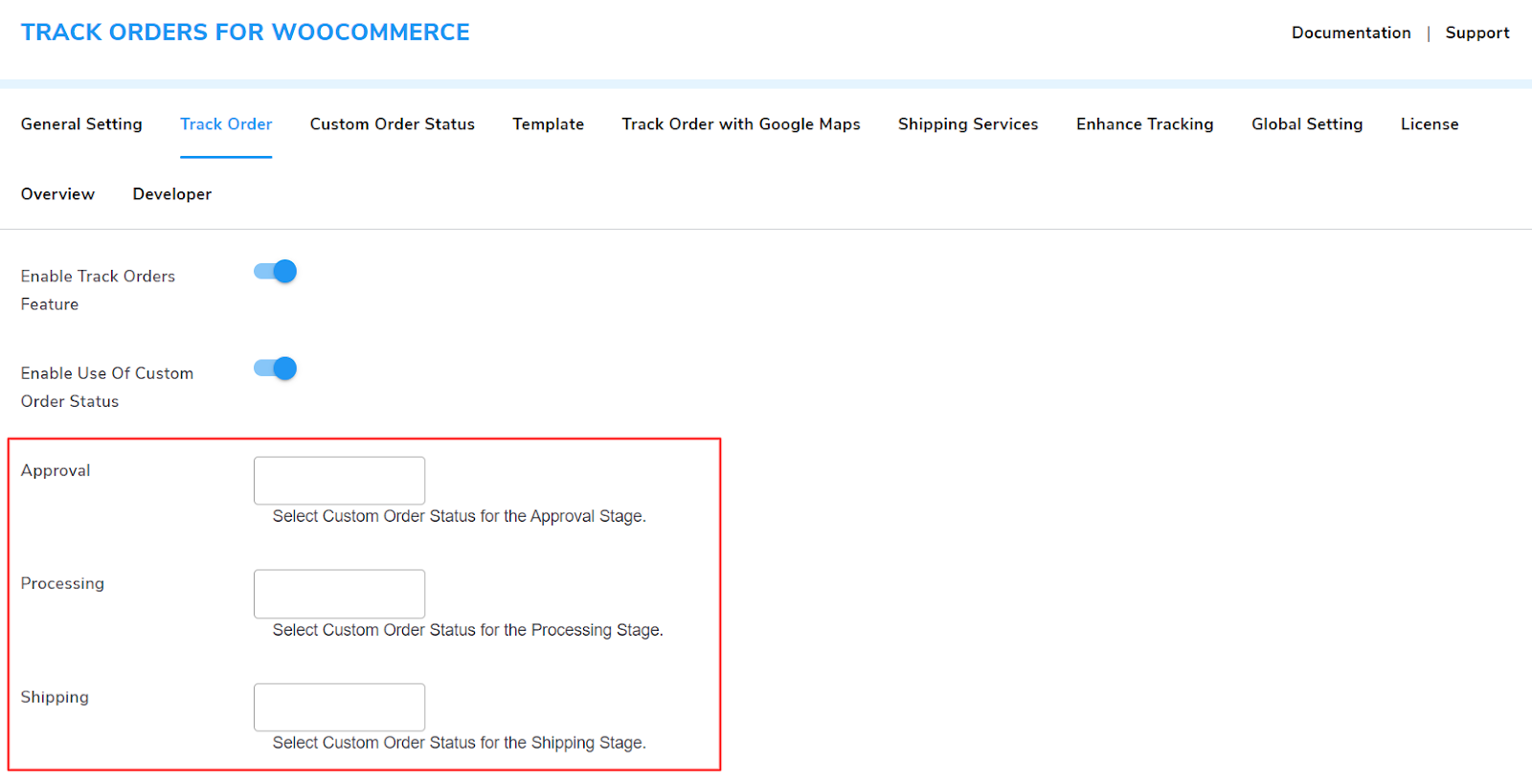 shipping stage in track order 