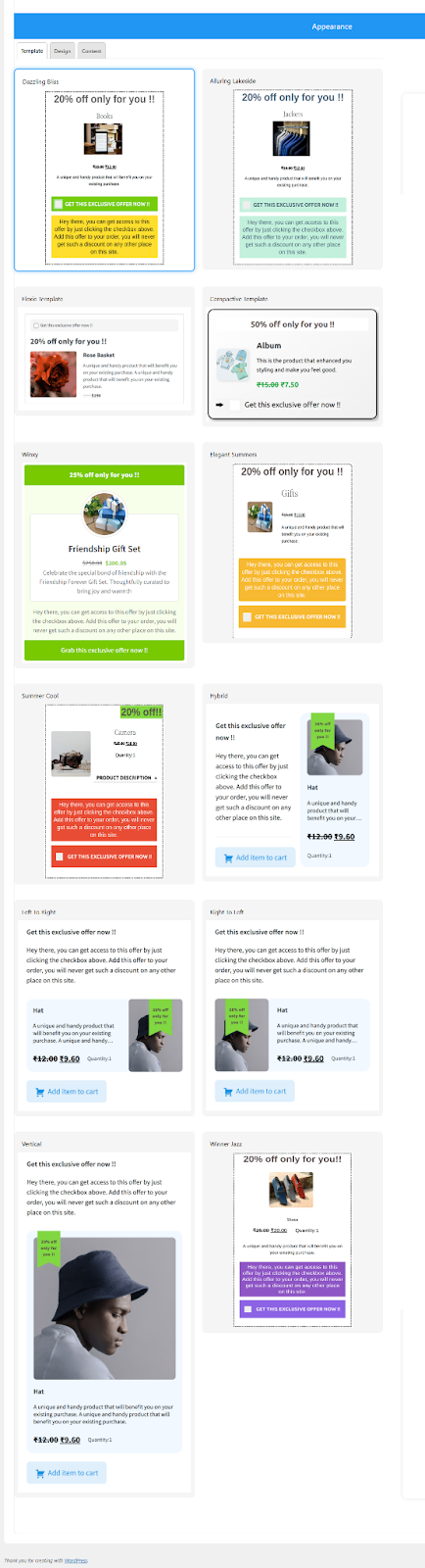 Premium Templates Upselling