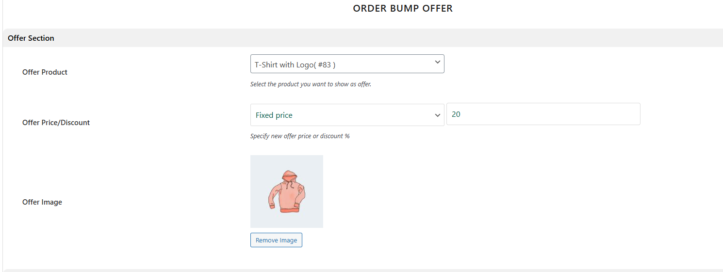 offer section settings