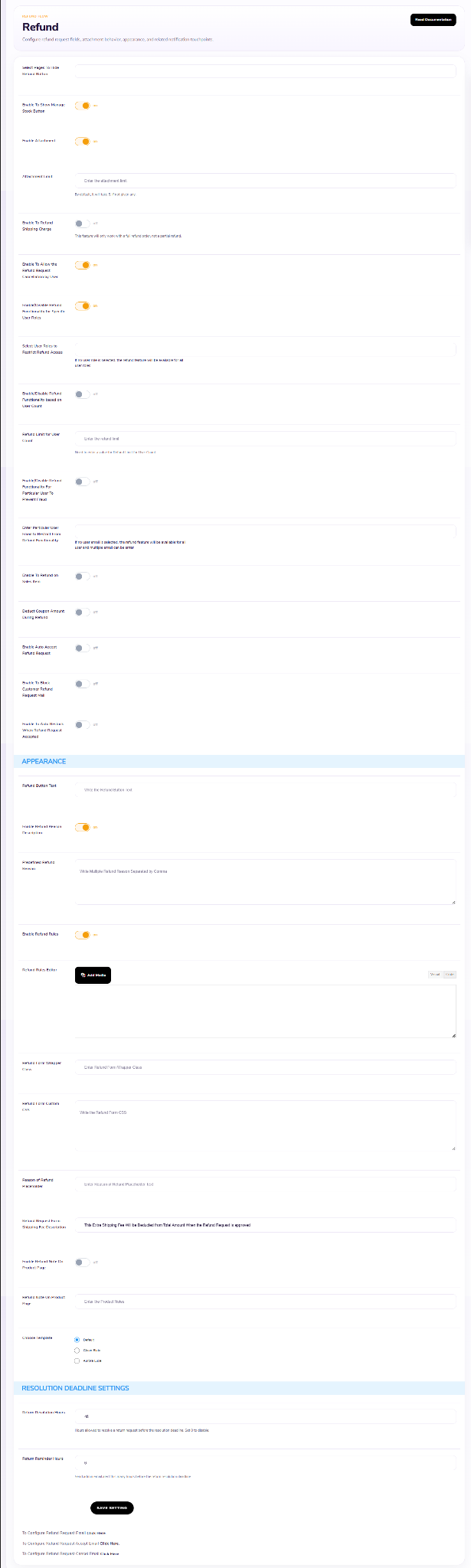 WooCommerce Refund Settings Tab