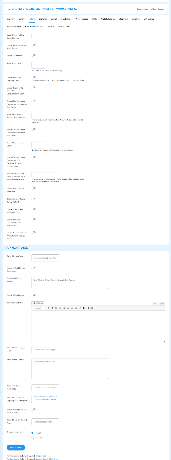 WooCommerce Refund Settings Tab