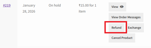 frontend refund button