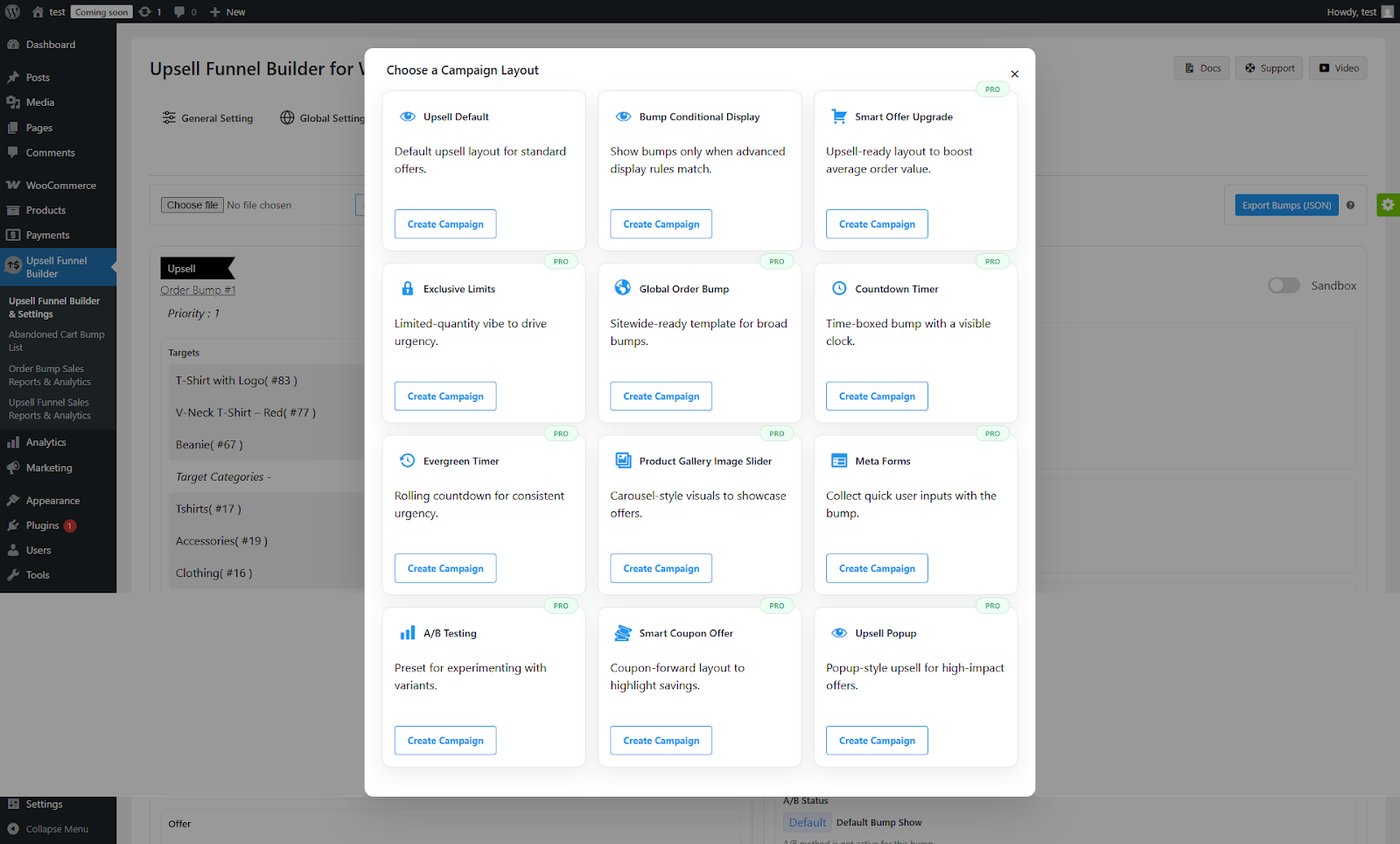 choose an upsell campaign layout