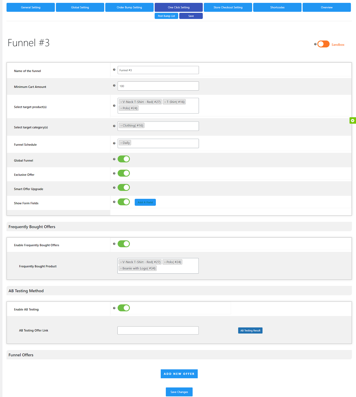 upsell funnel settings 1