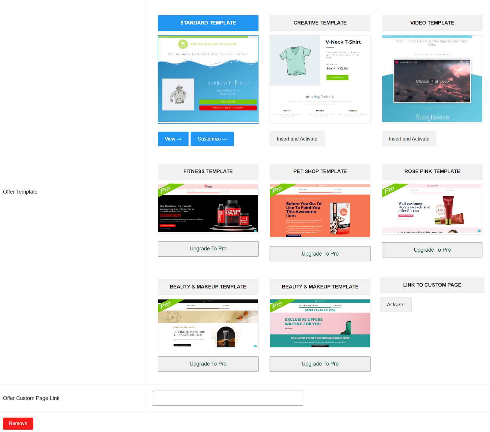 upsell templates