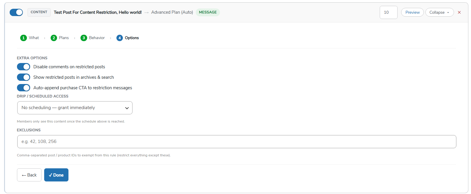 Additional Options