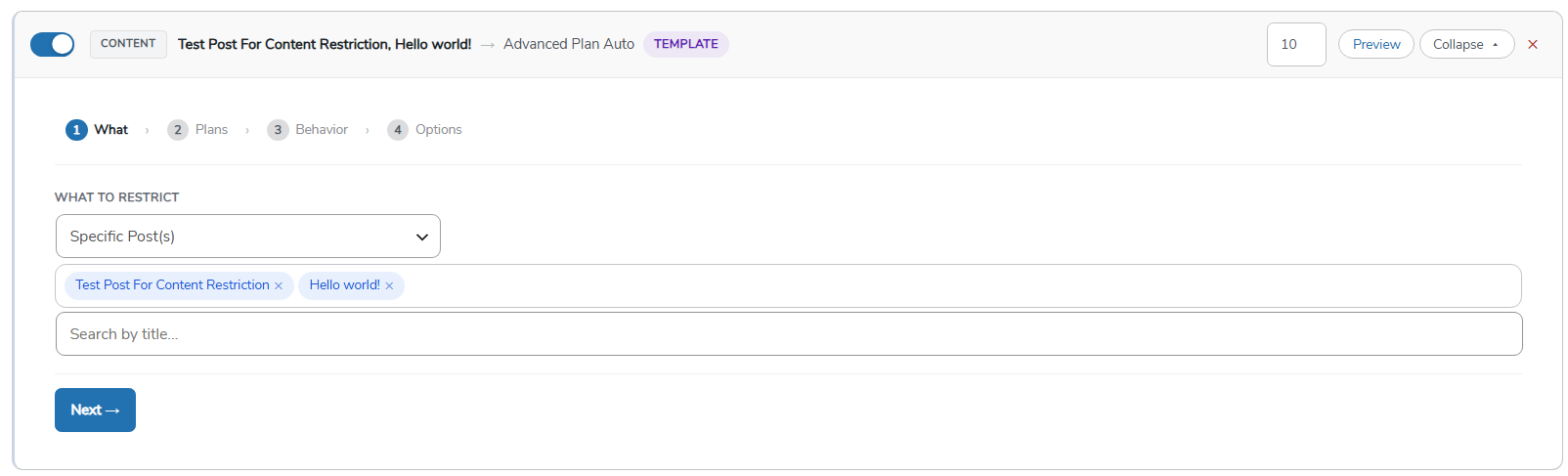 choose Content Restriction